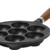 Le Creuset Æbleskivepande M. Træhåndtag 20 Cm. Mat Sort