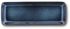 Bitz Serveringsfad Sort M. Blå Glasur, 38x14 Cm